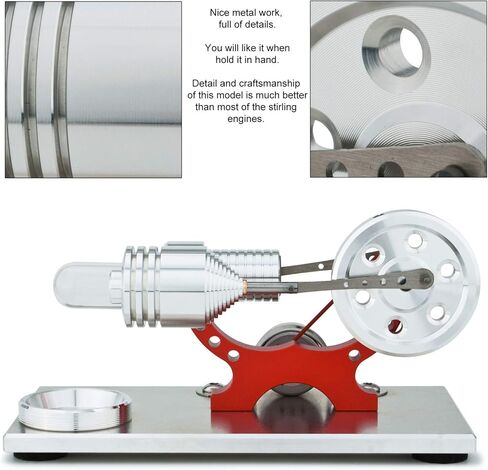 محرك DjuiinoStar بالهواء الساخن، هيكل معدني صلب، مولد كهرباء (إضاءة LED ملونة)، محرك My First Stirling in Kuwait