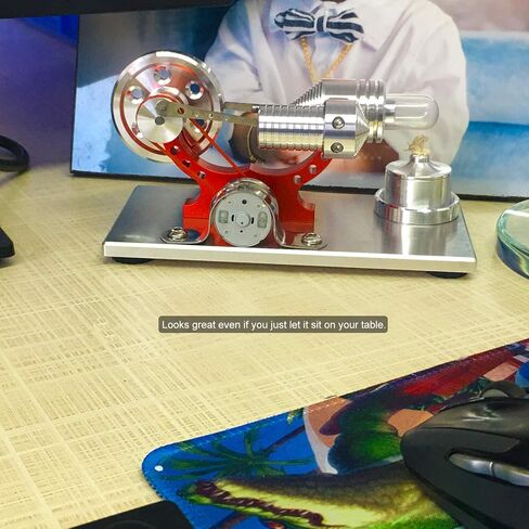 محرك DjuiinoStar بالهواء الساخن، هيكل معدني صلب، مولد كهرباء (إضاءة LED ملونة)، محرك My First Stirling in Kuwait