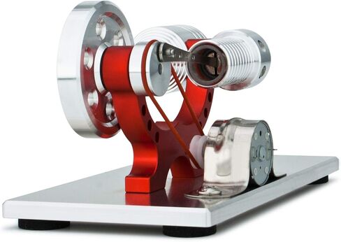 محرك DjuiinoStar بالهواء الساخن، هيكل معدني صلب، مولد كهرباء (إضاءة LED ملونة)، محرك My First Stirling in Kuwait