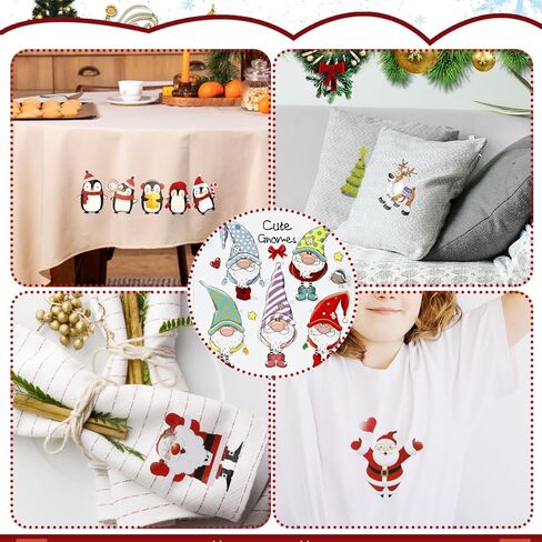 6 أوراق عيد الميلاد الحديد على النقل، لطيف عيد الميلاد الحديد على بقع للنسيج ثلج الأيائل سانتا كلوز ملصقات نقل الحرارة يزين للملابس DIY in Kuwait