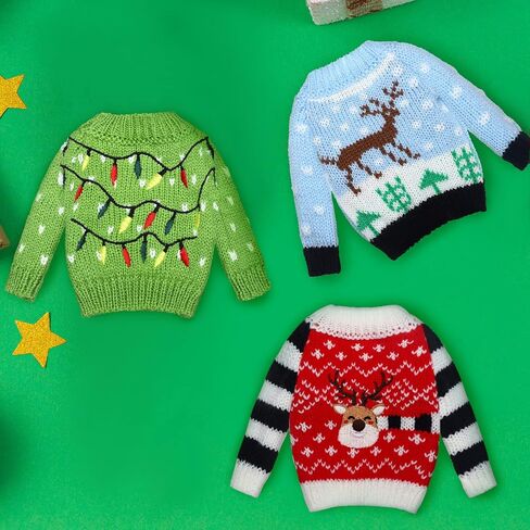 Aoriher Christmas Elf Accessories Christmas Clothes Accessory Sweater Set Elf Doll Knitted Clothing Elk Christmas Tree Snowflake Print Christmas Accessory Set for Elf Doll Decor (3, Fresh Style) in Saudi Arabia