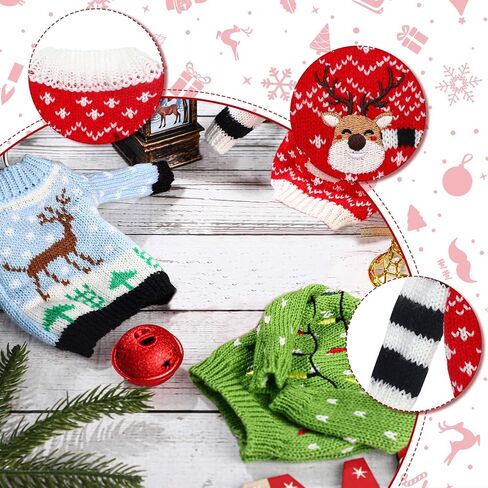 Aoriher Christmas Elf Accessories Christmas Clothes Accessory Sweater Set Elf Doll Knitted Clothing Elk Christmas Tree Snowflake Print Christmas Accessory Set for Elf Doll Decor (3, Fresh Style) in Saudi Arabia