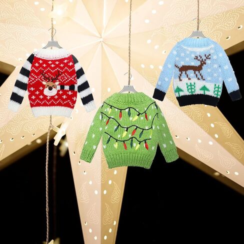 Aoriher Christmas Elf Accessories Christmas Clothes Accessory Sweater Set Elf Doll Knitted Clothing Elk Christmas Tree Snowflake Print Christmas Accessory Set for Elf Doll Decor (3, Fresh Style) in Saudi Arabia