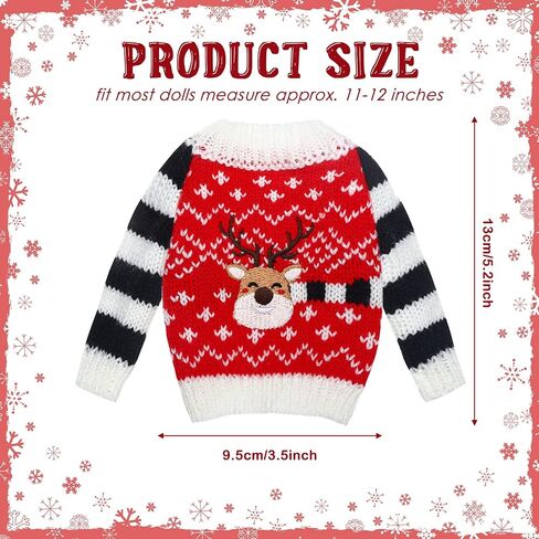 Aoriher Christmas Elf Accessories Christmas Clothes Accessory Sweater Set Elf Doll Knitted Clothing Elk Christmas Tree Snowflake Print Christmas Accessory Set for Elf Doll Decor (3, Fresh Style) in Saudi Arabia