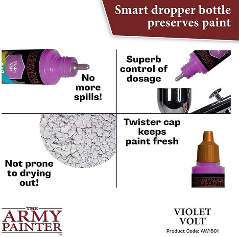 The Army Painter Warpaint Air Fluorescent Violet Volt - Acrylic Non-Toxic Heavily Pigmented Water Based Paint for Tabletop Roleplaying, Boardgames, and Wargames Miniature Model Painting in Saudi Arabia