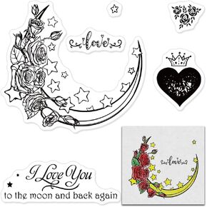 Valentine Love Heart Lamp Clear Stamps for Card Making, Valentine's Day Love Words with Sentiment Transparent Silicone Stamps for DIY Scrapbooking Supplies Embossing Paper Card Album Decoration Craft