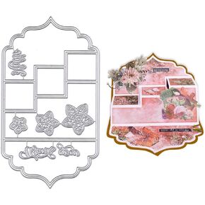 3D Card Shape Cutting Dies for Card Making, Irregular Shape Butterfly Window Die Cuts Thank Words Embossing Stencil Template Tool for DIY Scrapbooking Paper Pop-up Card Photo Album Craft Decoration