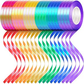 LACNNY 24 Rolls Curling Ribbon for Crafts, Balloon String Roll, Iridescent Color for Gift Wrapping, Birthday, Valentines, Weddings, Party Decorations 3/16 Inch