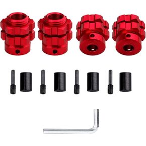 Aluminum 17mm Splined Wheel Hubs/Nuts 17mm Hex Spacers Extensions Adapters for 1/10 Traxxas Summit, Set of 4 (Black)