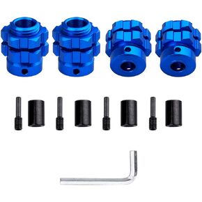 Aluminum 17mm Splined Wheel Hubs/Nuts 17mm Hex Spacers Extensions Adapters for 1/10 Traxxas Summit, Set of 4 (Black)