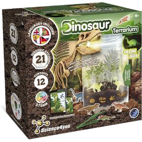 Science4you Dinosaur Terrarium Kit - Make Your Own Terrarium, Glow in The Dark Dinosaurs for Kids, 21 Jurassic Stickers, Toys and Games for Kids 6+ year olds, Gifts for Boys and Girls 6+ year olds
