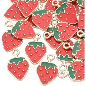 DanLingJewelry 100pcs Enamel Red Apple Charms Gold Plated Apple Charms Mini Apple Fruit Dangle Charms for DIY Jewelry Craft Supplies