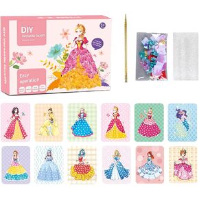 مجموعات الفنون والحرف اليدوية للفتيات، مجموعة أدوات الرسم والرسم المبتكرة للألغاز DIY، 12 ورقة DIY للأميرات لوحة رسم للثقب، مجموعة هدايا للأعمار من 3 إلى 8 سنوات. in Kuwait