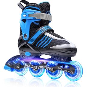 PAPAISON Adjustable Inline Skates Boys Ages 4-12, Roller Skates for Girls Kids with Full Light Up Wheels, Outdoor Blades Illuminating Skates for Children Teens Women