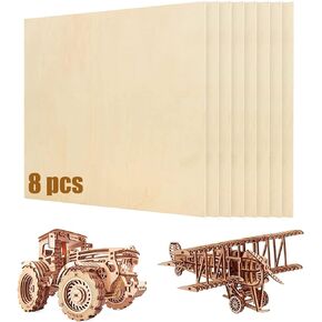 8PCS Baltic Birch Plywood 1/4" x 11.8" x 11.8" Birch Sheets B/BB Grade Birch Wood Sheets Plywood for DIY Arts and Crafts, Drawing, Painting, Wood Engraving, Wood Burning and Laser Projects