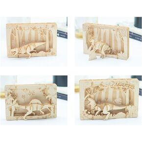 لغز ديناصور خشبي ثلاثي الأبعاد يمكنك صنعه يدويًا مكون من 4 قطع مجموعة نماذج تجميع الديناصورات الخشبية - لعبة ألغاز تعليمية الجذعية للأطفال والكبار والمراهقين والأولاد والبنات in Kuwait