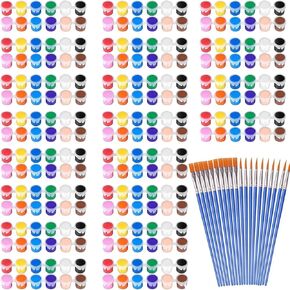 280 Pcs Mini Acrylic Paint Set, for Kids Adults Washable 12 Colors Washable Acrylic Paint Strips with Paint Brushes Craft Paint Kids Paint Set Container Strips for Children Painting Artistic Crafts