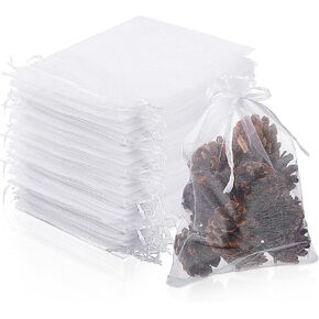 200 Pcs Large Organza Bags 7 x 9 Inch Organza Gift Party Favor Packing Mesh Drawstring Gift Bags Jewelry Pouch Gift Wrapping for Valentines Christmas Wedding Shower Party Goodie(7 x 9 In,White)