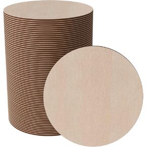 36 قطعة من البلاط الخشبي غير المكتمل مقاس 10.16 × 10.16 سم، خشب فارغ لتزيين الحائط بنفسك، مستدير in Kuwait