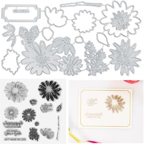 قوالب طوابع لصنع البطاقات، اصدار 2023 من قوالب قطع معدنية جديدة، طوابع زهور شفافة من السيليكون ومجموعات قوالب لدفتر القصاصات والزخرفة والفنون والحرف اليدوية ولوازم صنع البطاقات in Kuwait