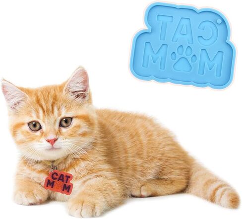 6 عبوات من قوالب الراتنج من السيليكون لصنع سلسلة المفاتيح والقطط والكلاب والقطط والحيوانات الاليفة مع 12 حلقة مفاتيح للقلادات والحرف اليدوية وصناعة المجوهرات in Kuwait