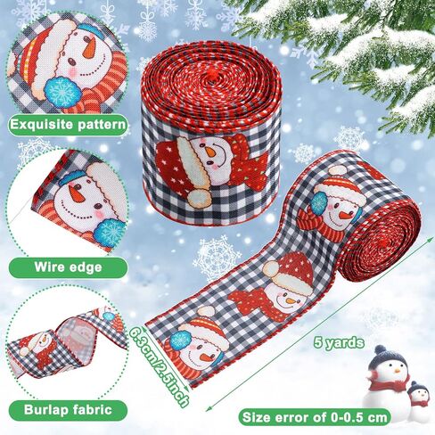 30 Yards Christmas Wired Edge Ribbons Peppermint Candy Canes Swirl Satin Wired Edge Ribbons Round Lollipop Gingerbread Man Stripe Ribbon Burlap Plaid Wired Ribbon for Xmas Wreath Decor (Santa Claus) in Saudi Arabia