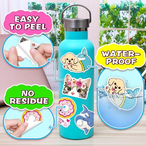 500 PCS Cute Stickers for Kids, Aesthetic Stickers for Water Bottles Kawaii Vsco Vinyl Sticker Bulk for Girls Teens Adorable Waterproof Sticker Pack Party Favors Luggage Skateboard Reward Gifts in Kuwait