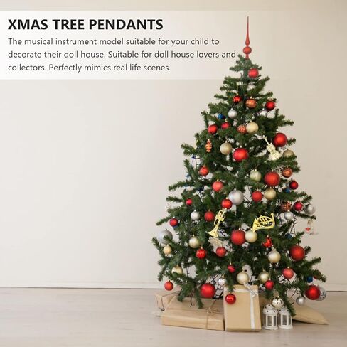 Gadpiparty Musical Instrument Ornaments 12pcs Miniature Musical Instruments Christmas Tree Ornaments Mini Trumpet Violin French Horn for Dollhouse Xmas Holiday Hanging Decorations Golden in Saudi Arabia