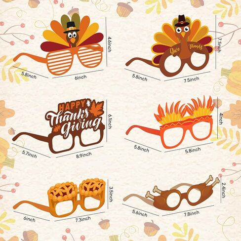 BigOtters 12PCS Thanksgiving Turkey Glasses Headband Set, Turkey Paper Glasses and Hair Bands Thanksgiving Eyewear Frames for Adults Kids Fall Thanksgiving Photo Props Party Supplies in Saudi Arabia