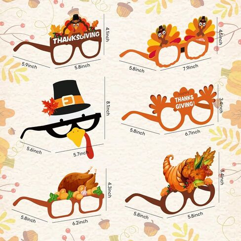 BigOtters 12PCS Thanksgiving Turkey Glasses Headband Set, Turkey Paper Glasses and Hair Bands Thanksgiving Eyewear Frames for Adults Kids Fall Thanksgiving Photo Props Party Supplies in Saudi Arabia
