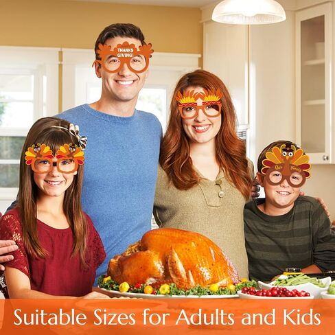 BigOtters 12PCS Thanksgiving Turkey Glasses Headband Set, Turkey Paper Glasses and Hair Bands Thanksgiving Eyewear Frames for Adults Kids Fall Thanksgiving Photo Props Party Supplies in Saudi Arabia