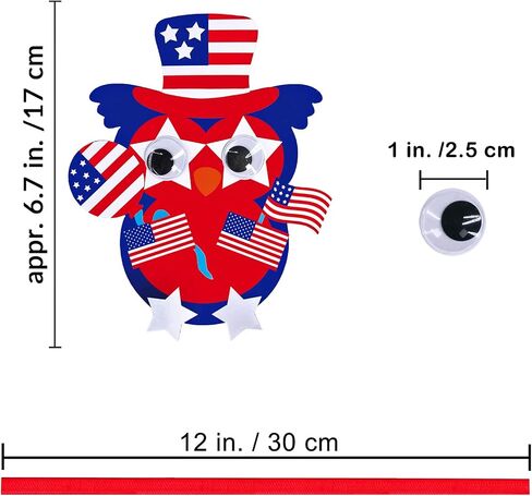 Winlyn 36 Sets 4th of July Craft Kits Patriotic Crafts DIY Owl Ornaments Decorations Art Sets Owl Shapes with Red White Blue USA Flag Patriotic Star Stickers for Kids Party Classroom Activities in Saudi Arabia