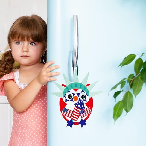 Winlyn 36 Sets 4th of July Craft Kits Patriotic Crafts DIY Owl Ornaments Decorations Art Sets Owl Shapes with Red White Blue USA Flag Patriotic Star Stickers for Kids Party Classroom Activities in Saudi Arabia