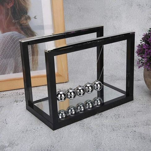 AIXICWXI نيوتن كرة التوازن مع مرآة المعادن بندول كرات الفيزياء العلوم الحلي الذكية للديكور مكتب المنزل in Kuwait