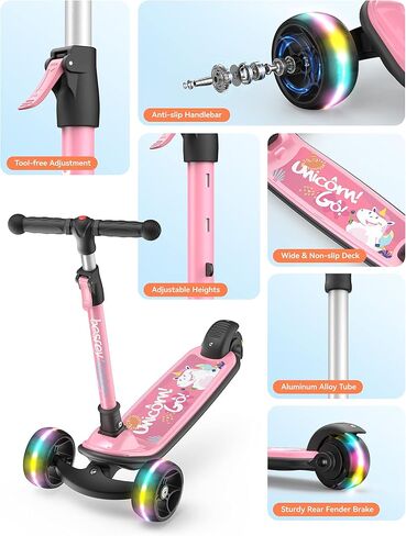 besrey 3 Wheel Scooter for Kids Ages 3-10 with 4 Adjustable Height in Kuwait