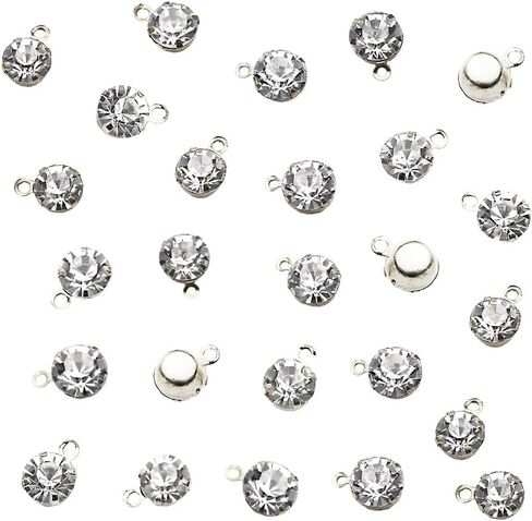100 Pcs Rhinestone Charms Pendant Lucky Birthstone Crystal Women April Diamond Dangle Pendants for Earrings Necklace Anklet Bracelet Crafting DIY Jewelry Making Craft Accessories 0.32" Bright Silver in Saudi Arabia