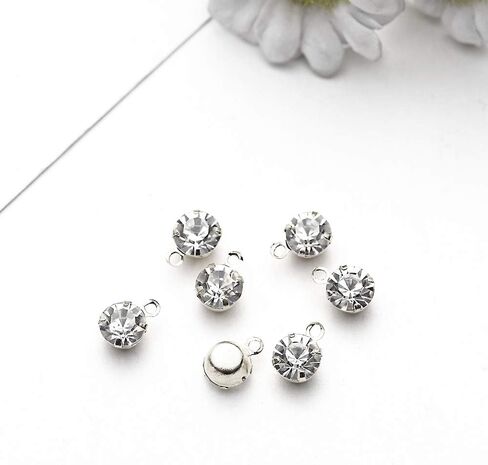 100 Pcs Rhinestone Charms Pendant Lucky Birthstone Crystal Women April Diamond Dangle Pendants for Earrings Necklace Anklet Bracelet Crafting DIY Jewelry Making Craft Accessories 0.32" Bright Silver in Saudi Arabia