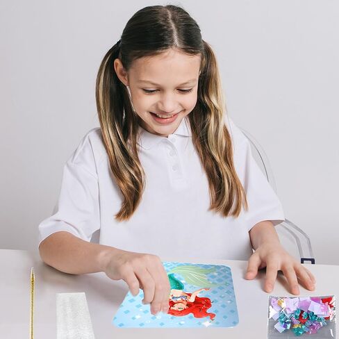 مجموعات الفنون والحرف اليدوية للفتيات، مجموعة أدوات الرسم والرسم المبتكرة للألغاز DIY، 12 ورقة DIY للأميرات لوحة رسم للثقب، مجموعة هدايا للأعمار من 3 إلى 8 سنوات. in Kuwait