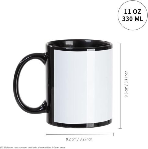 PYD Life 8 Pack Sublimation Coffee Mugs Blanks Black with White Patch 11 OZ Ceramic Photo Mugs Cups Bulk for Cricut Mug Press Print in Saudi Arabia