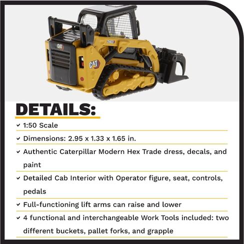 Diecast Masters 1:50 Caterpillar 259D3 Compact Track Loader with Attachment Accessories | High Line Series Cat Trucks & Construction Equipment | 1:50 Scale Model Diecast Collectible | DM Model 85677 in Saudi Arabia