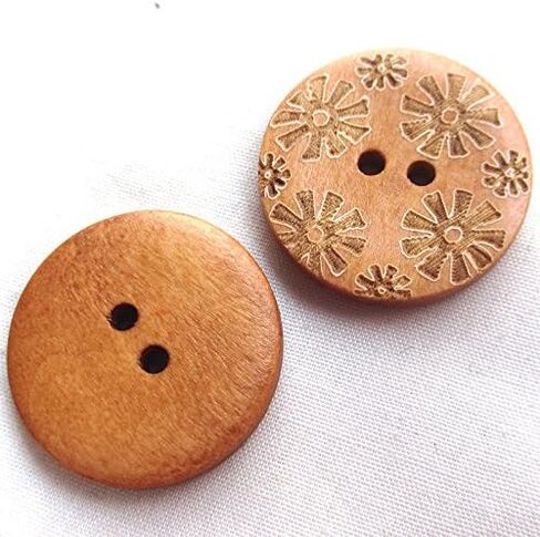 New Mix 50pcs Brown Carve Flowers Wood Sewing Buttons Bead 25mm Craft in Saudi Arabia