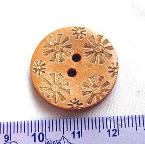 New Mix 50pcs Brown Carve Flowers Wood Sewing Buttons Bead 25mm Craft in Saudi Arabia