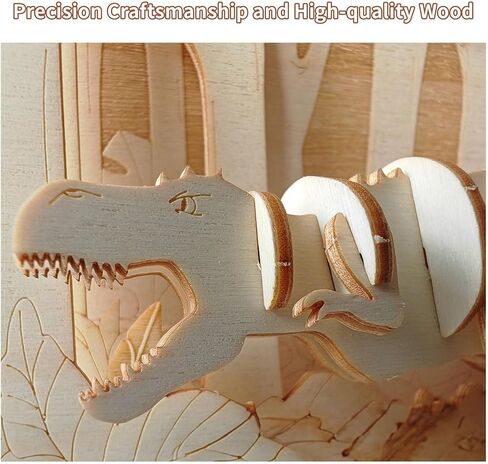 لغز ديناصور خشبي ثلاثي الأبعاد يمكنك صنعه يدويًا مكون من 4 قطع مجموعة نماذج تجميع الديناصورات الخشبية - لعبة ألغاز تعليمية الجذعية للأطفال والكبار والمراهقين والأولاد والبنات in Kuwait