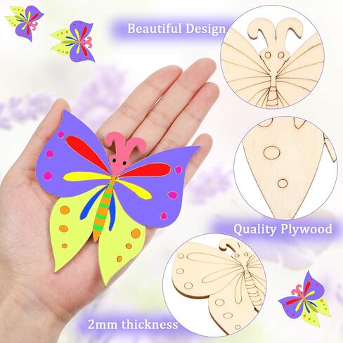 25 Pieces Wooden Butterfly Crafts Unfinished Wooden Butterfly Blank Butterfly Wooden Paint Crafts for Kids Painting, DIY Craft, Tags and Home Decorations, 5 Styles, 4 x 6 Inch in Saudi Arabia