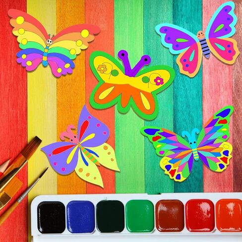 25 Pieces Wooden Butterfly Crafts Unfinished Wooden Butterfly Blank Butterfly Wooden Paint Crafts for Kids Painting, DIY Craft, Tags and Home Decorations, 5 Styles, 4 x 6 Inch in Saudi Arabia