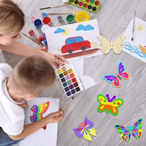 25 Pieces Wooden Butterfly Crafts Unfinished Wooden Butterfly Blank Butterfly Wooden Paint Crafts for Kids Painting, DIY Craft, Tags and Home Decorations, 5 Styles, 4 x 6 Inch in Saudi Arabia