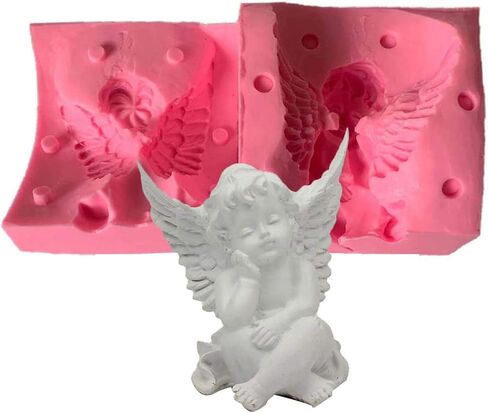 3D Angel Silicone Mold,Baby Angel Candle Mold Soap Mold Fondant Mould DIY Cake Decoration Baking Candle Resin Crafts Mold in Saudi Arabia
