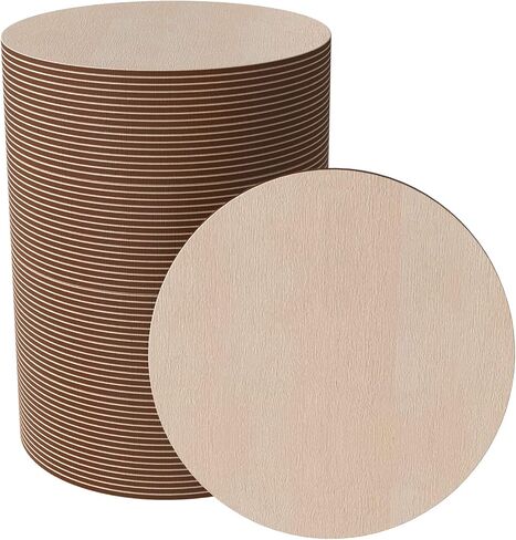 36 قطعة من البلاط الخشبي غير المكتمل مقاس 10.16 × 10.16 سم، خشب فارغ لتزيين الحائط بنفسك، مستدير in Kuwait