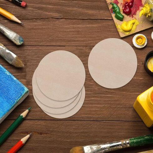 36 قطعة من البلاط الخشبي غير المكتمل مقاس 10.16 × 10.16 سم، خشب فارغ لتزيين الحائط بنفسك، مستدير in Kuwait