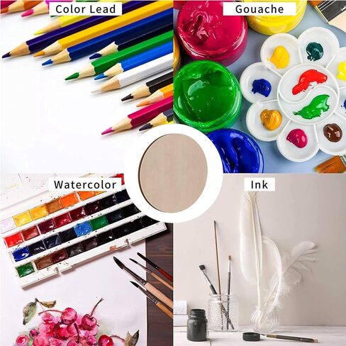 36 قطعة من البلاط الخشبي غير المكتمل مقاس 10.16 × 10.16 سم، خشب فارغ لتزيين الحائط بنفسك، مستدير in Kuwait